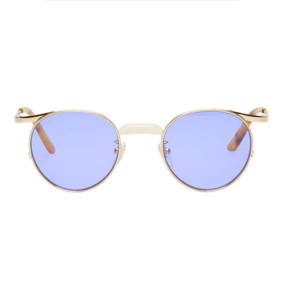 Gucci gold round engraved sunglasses